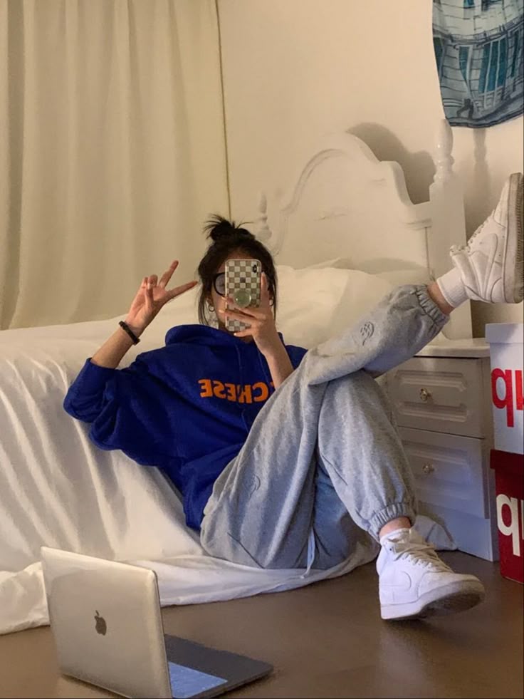 Comfy Home Look with Blue Hoodie & Joggers
