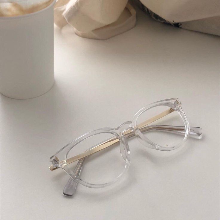 Minimal Clear Frame Glasses with Gold Accent
